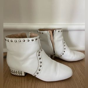 Sam Edelman white studded ankle booties
